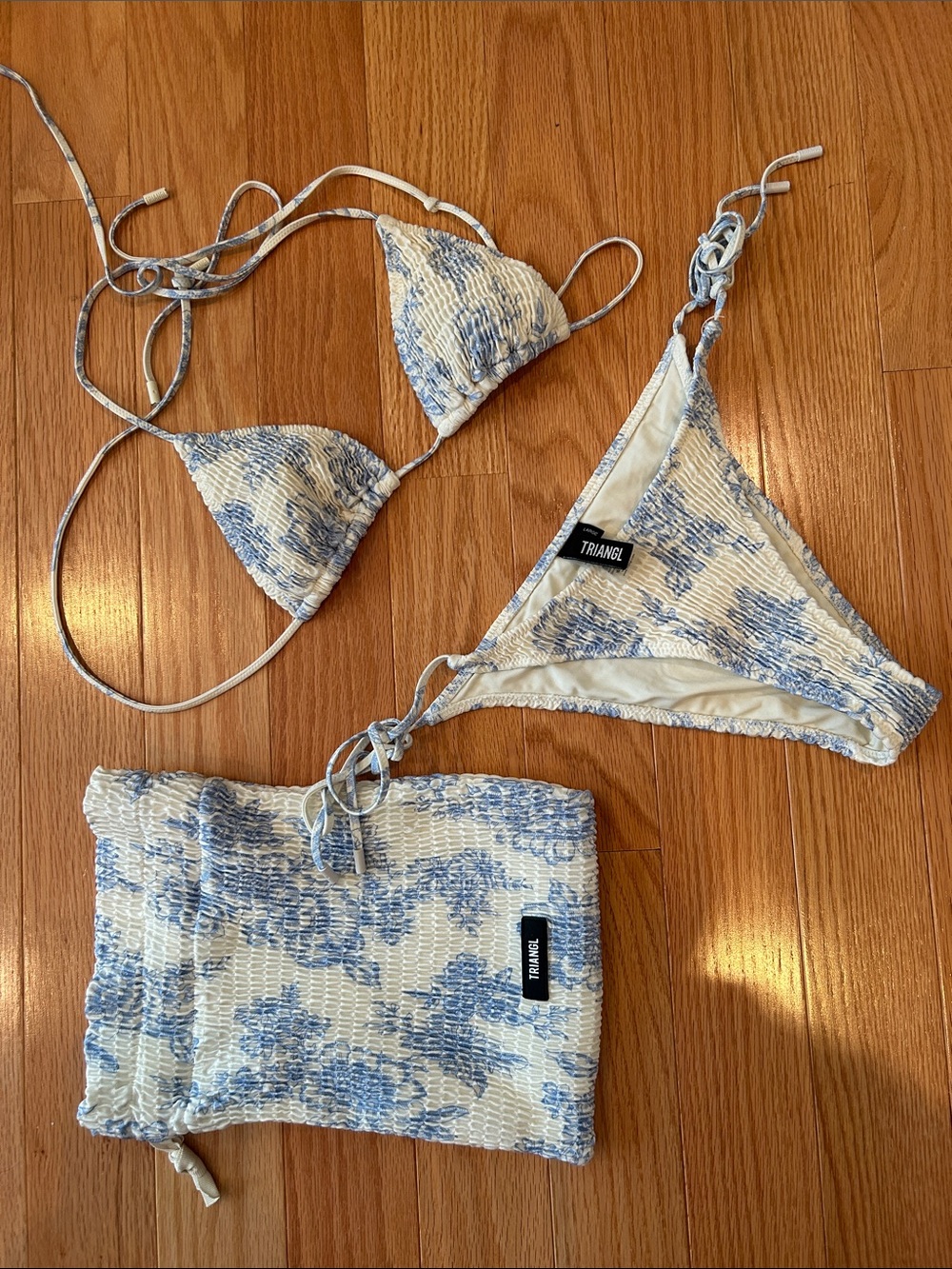 Triangl Blue & White Bikini Set